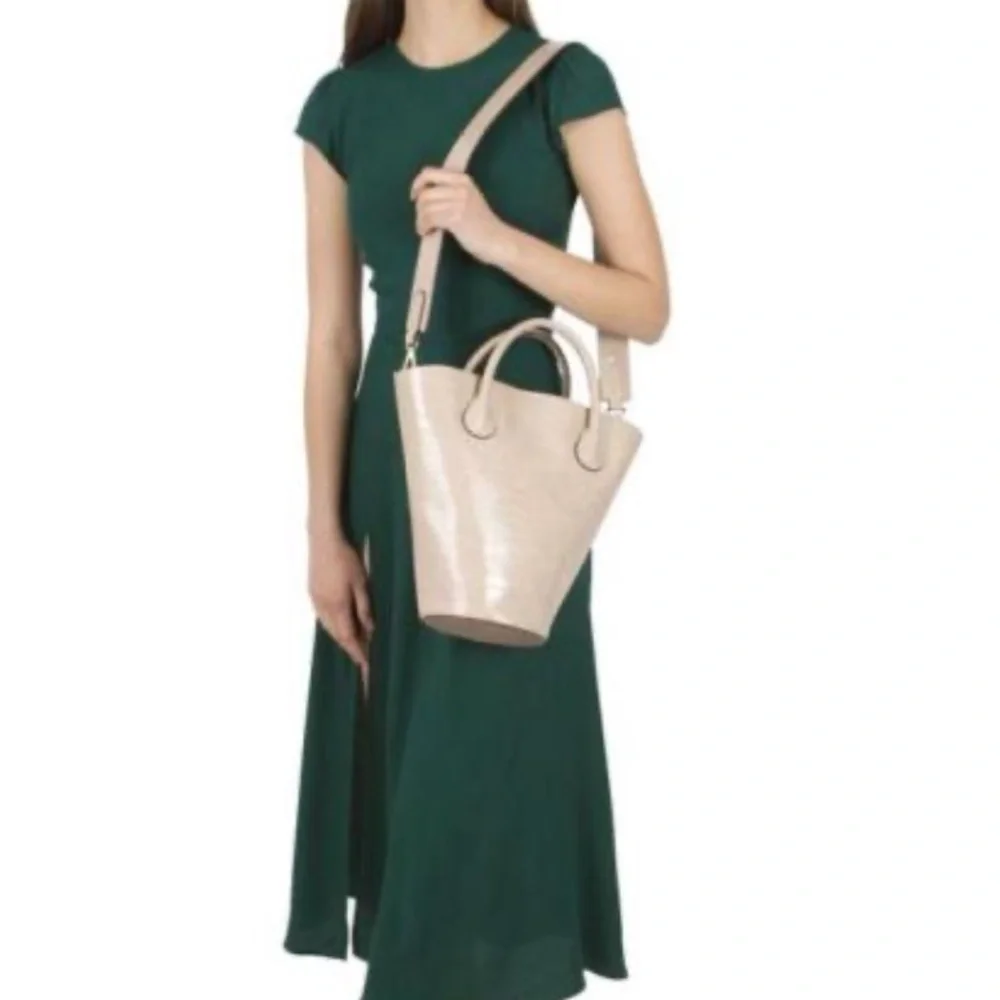 Anthropologie Melie Bianco Nicole Vegan Leather Croc Embossed Purse NEW